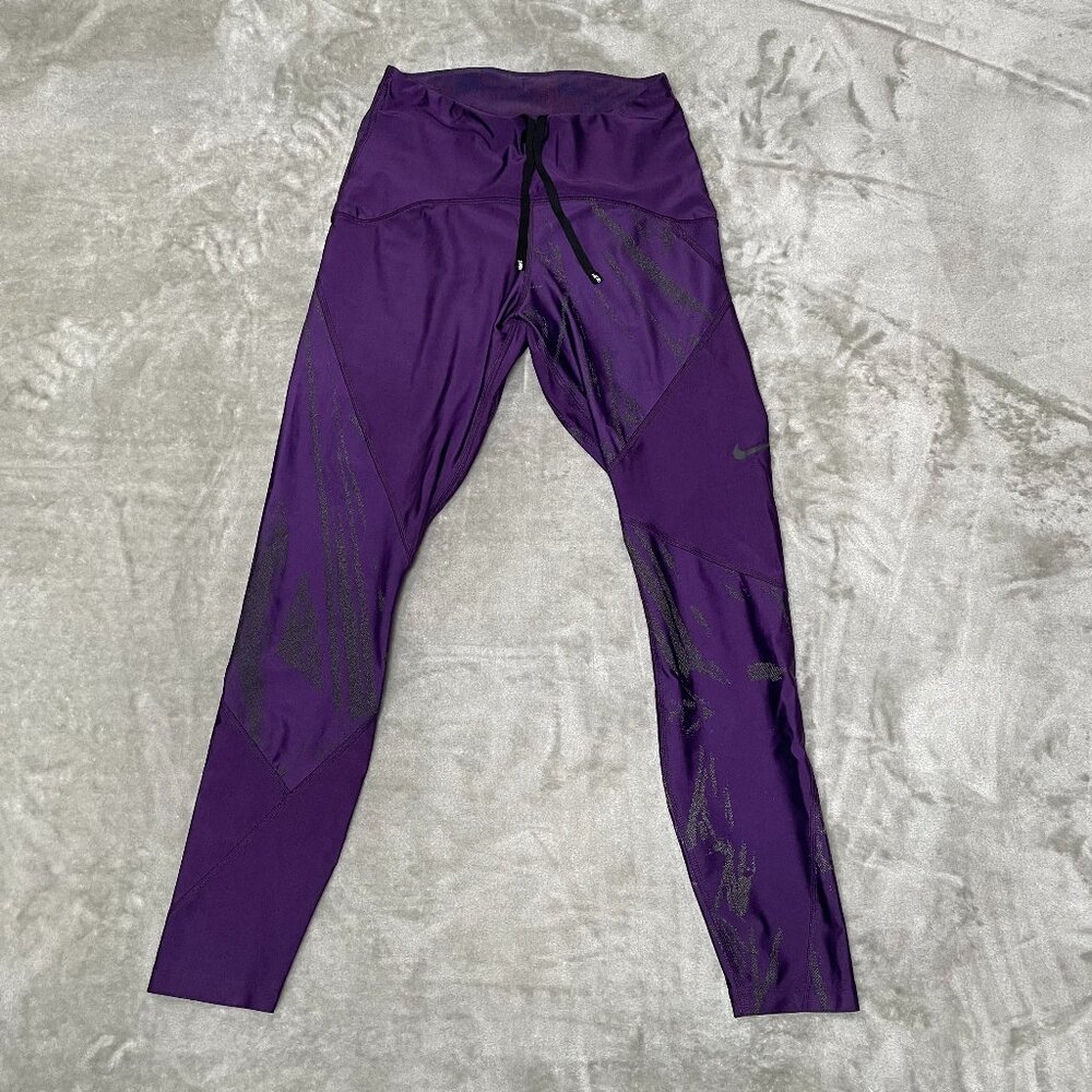 Nike Pro Women's Mid-Rise 7/8 Graphic Leggings Court Purple Ankle Tights
